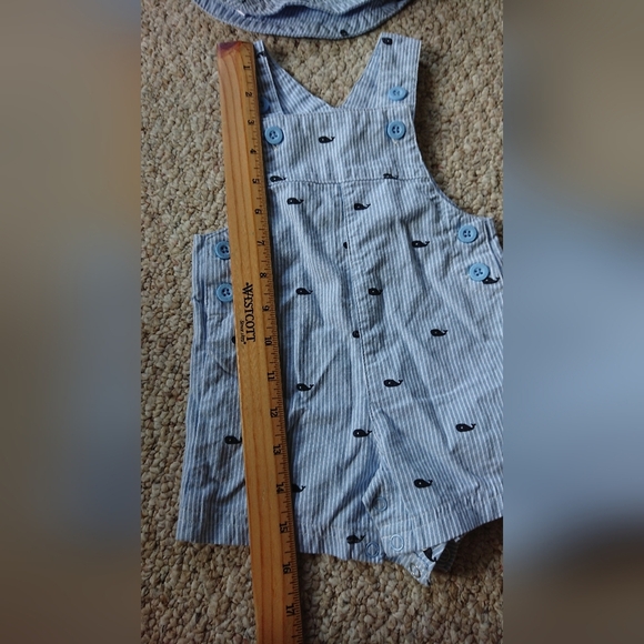 Little Me adorable Striped Baby Romper with matching Hat 3M - Picture 2 of 11